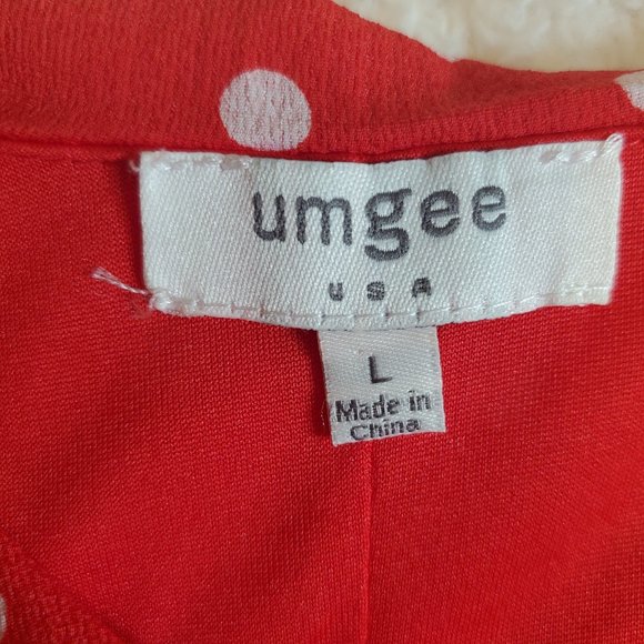 Umgee | Cold Shoulder red Ruffle dot Dress size L - Picture 6 of 12